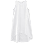 Pure Linen Vest Front Short Back Long Special Interest Design Cotton Linen Sleeveless Dress