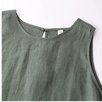 Pure Linen Vest Front Short Back Long Special Interest Design Cotton Linen Sleeveless Dress