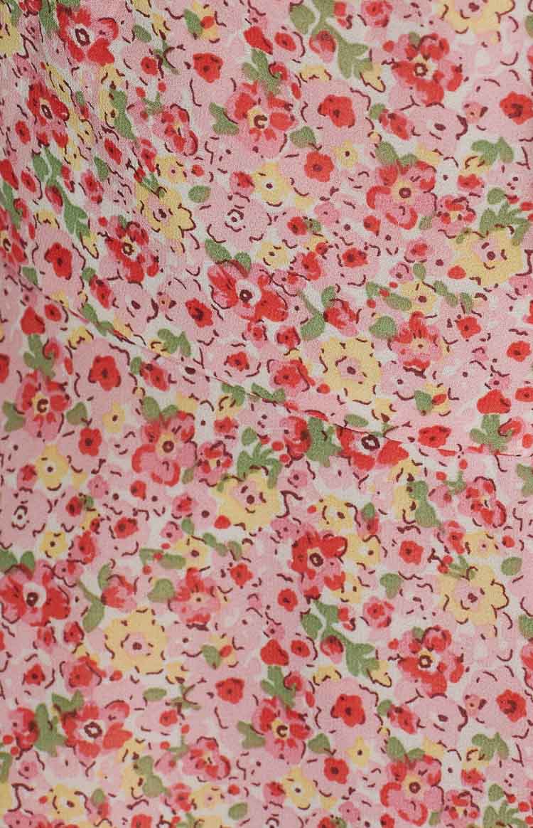 Summer Vacation Floral V-Neck Tie Cami A-Line Dress
