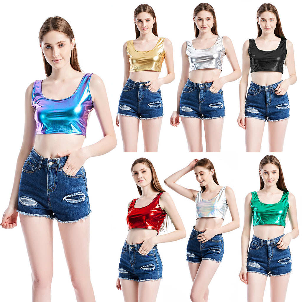 's Slim Sports I-Shaped Vest Bright Leather Performance Stage Top