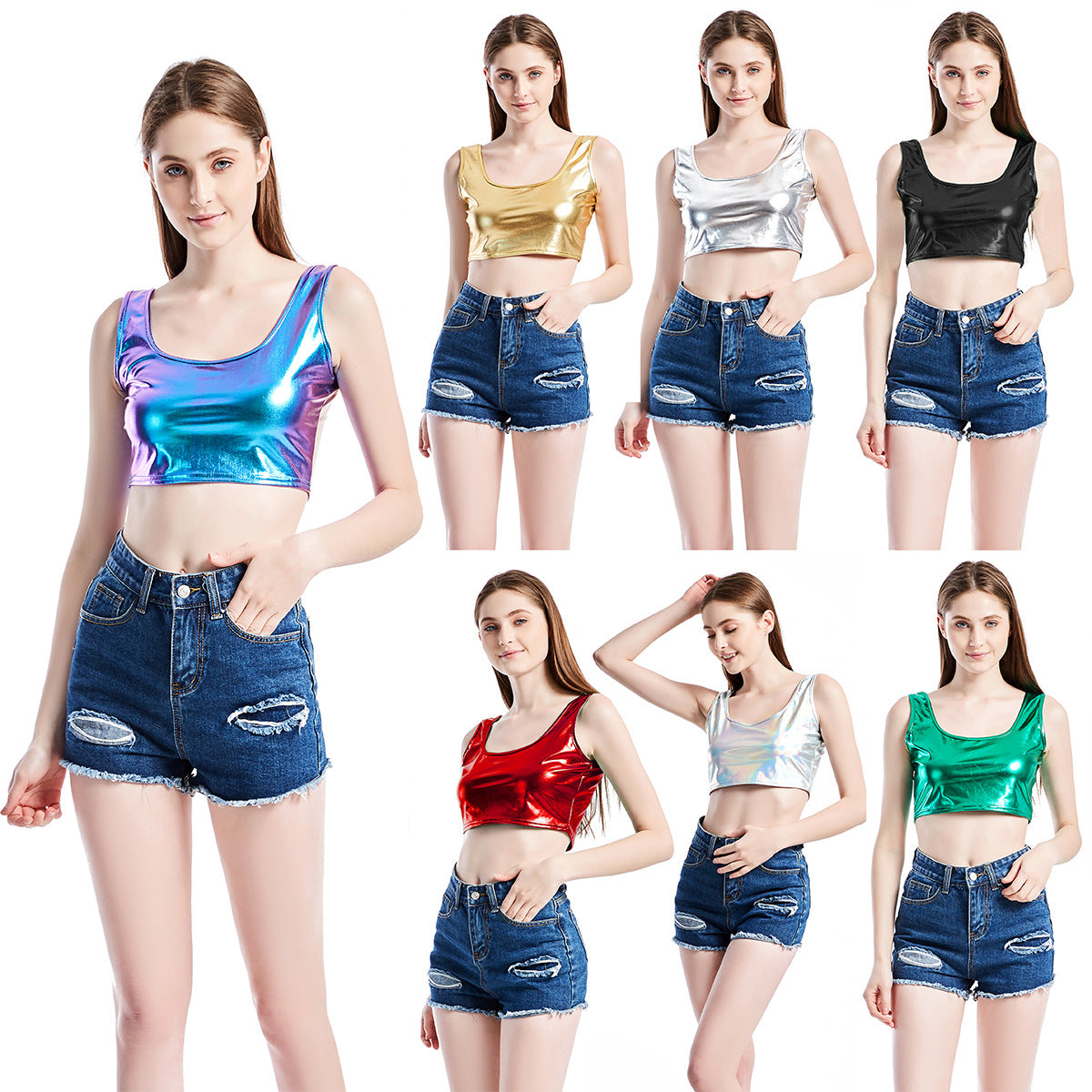 's Slim Sports I-Shaped Vest Bright Leather Performance Stage Top