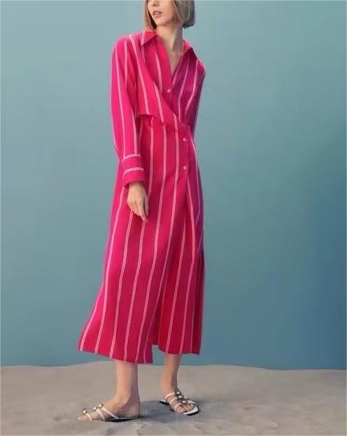 Striped Long Sleeve Shirt Dress