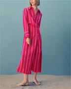 Striped Long Sleeve Shirt Dress