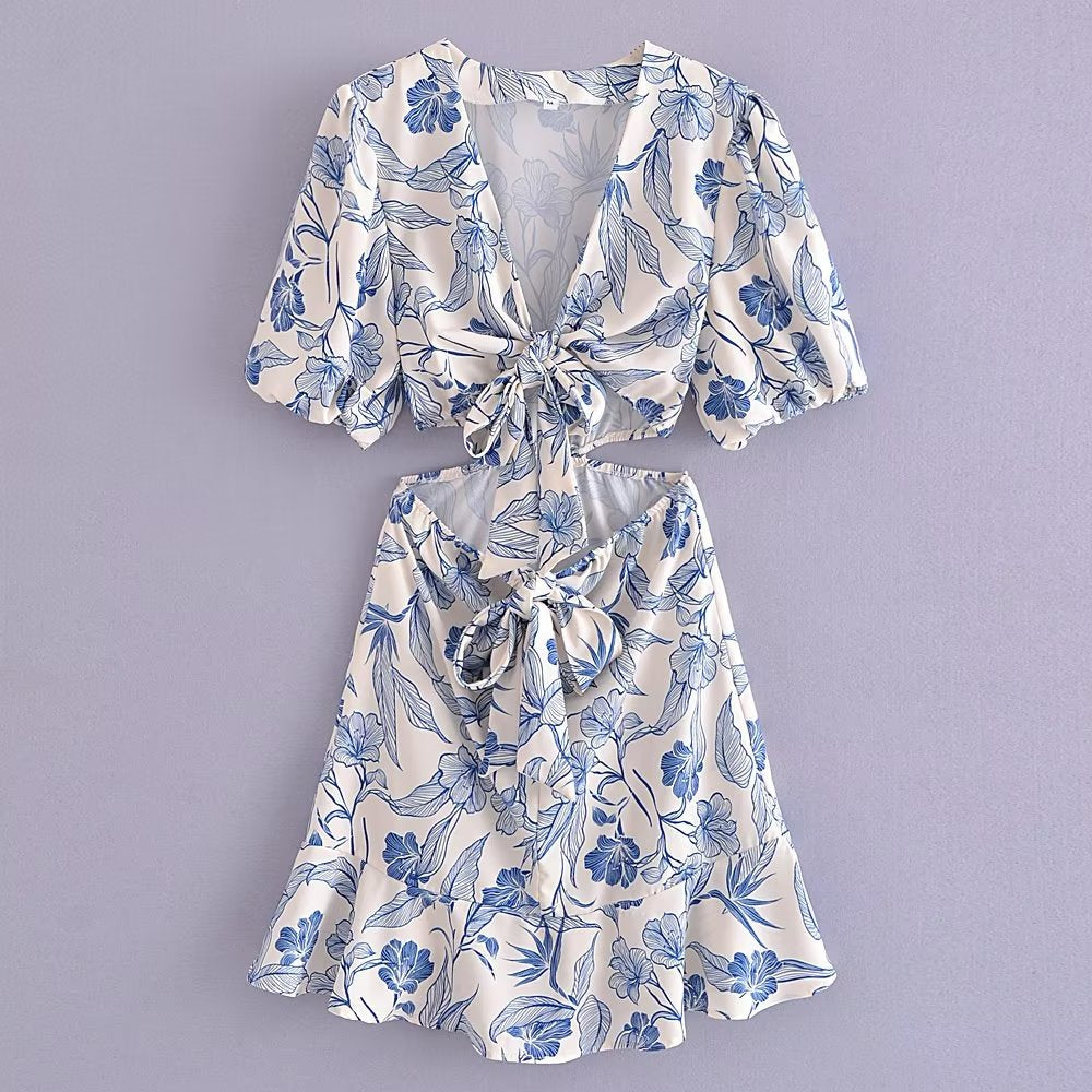 Women's Spring Summer Waist Hollow Out Cutout Dress