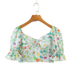 Women's Summer Wind Women Floral Chest Pad Short Sleeve Shirt