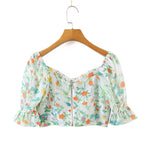 Women's Summer Wind Women Floral Chest Pad Short Sleeve Shirt