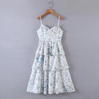 Floral V-Neck Cutout Vacation Midi Dress