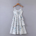 Floral V-Neck Cutout Vacation Midi Dress