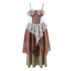 Design Chest Pad Lace Edge Cascading Holiday Summer Trendy Dress