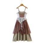 Design Chest Pad Lace Edge Cascading Holiday Summer Trendy Dress