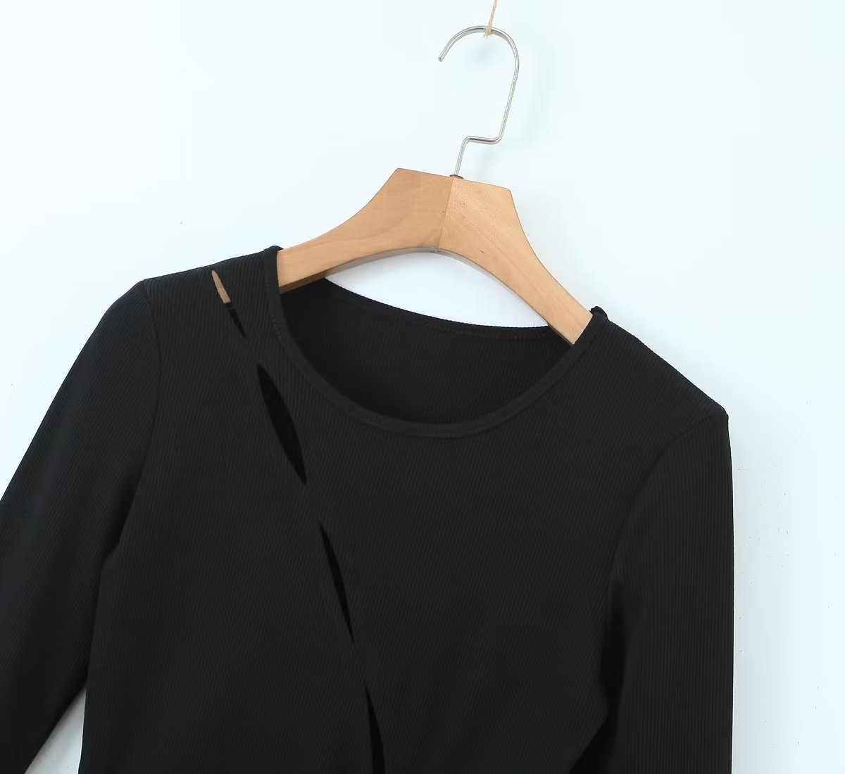 Women's Black Drawstring Cutout Knit Bodycon Dress