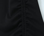Women's Black Drawstring Cutout Knit Bodycon Dress