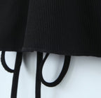 Women's Black Drawstring Cutout Knit Bodycon Dress