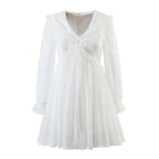 Women's Lace Peter Pan Collar Long Sleeve Mini Dress