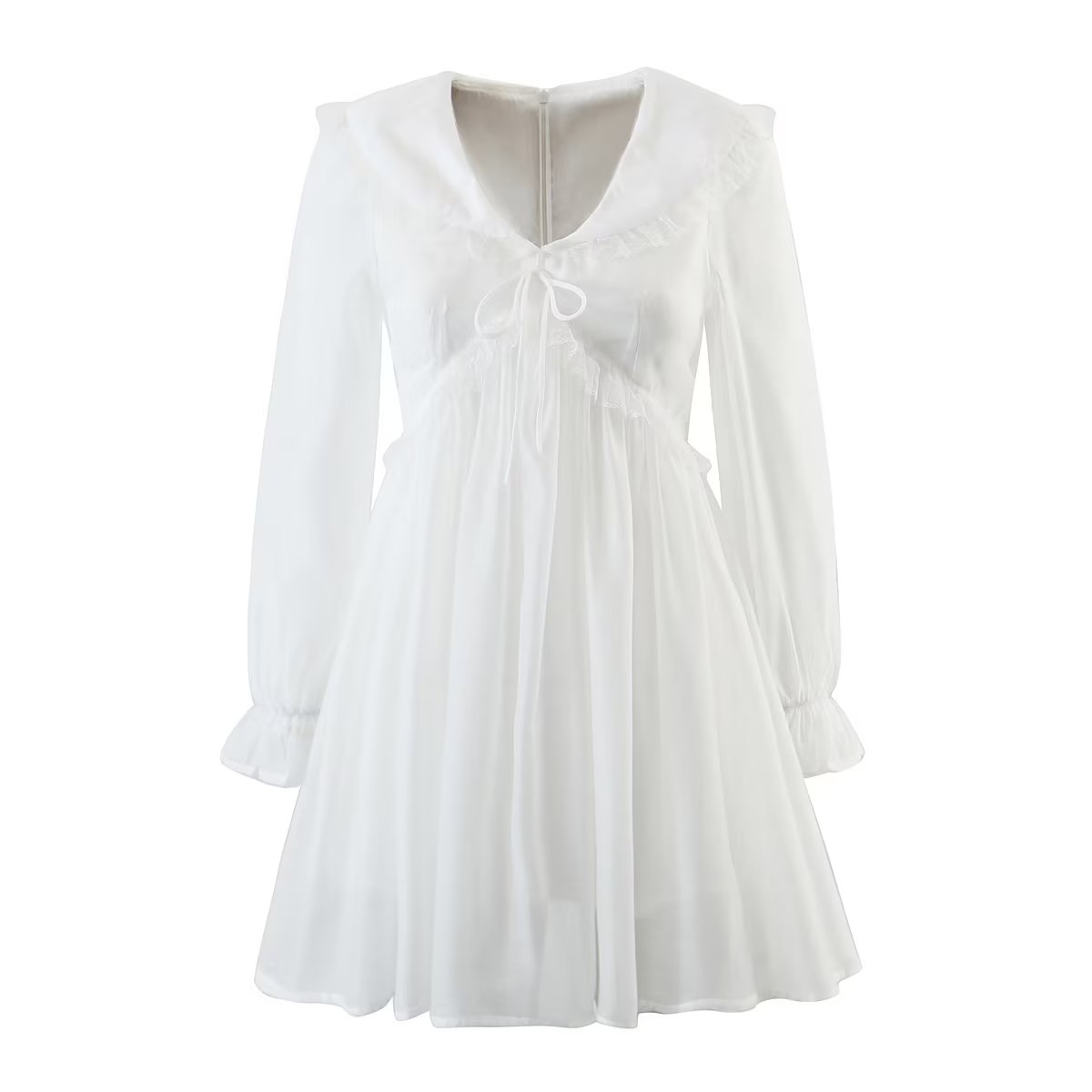 Women's Lace Peter Pan Collar Long Sleeve Mini Dress