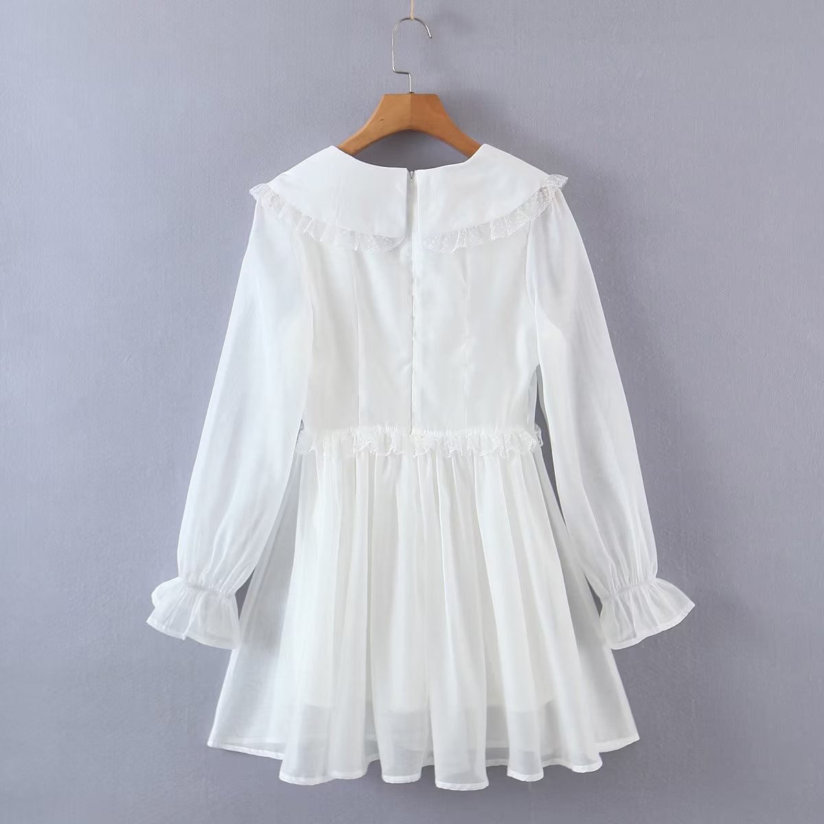Women's Lace Peter Pan Collar Long Sleeve Mini Dress