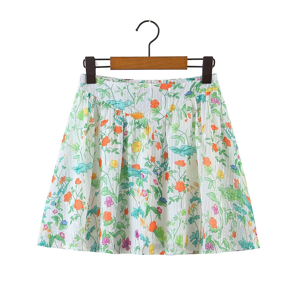 Floral Pleated Waist Skirt