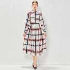 Women's Spring New Temperament High Grade Dress With Waist Plaid Shirt Dress