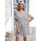 Spring Summer Explosions Foreign Trade Slim Striped Dress