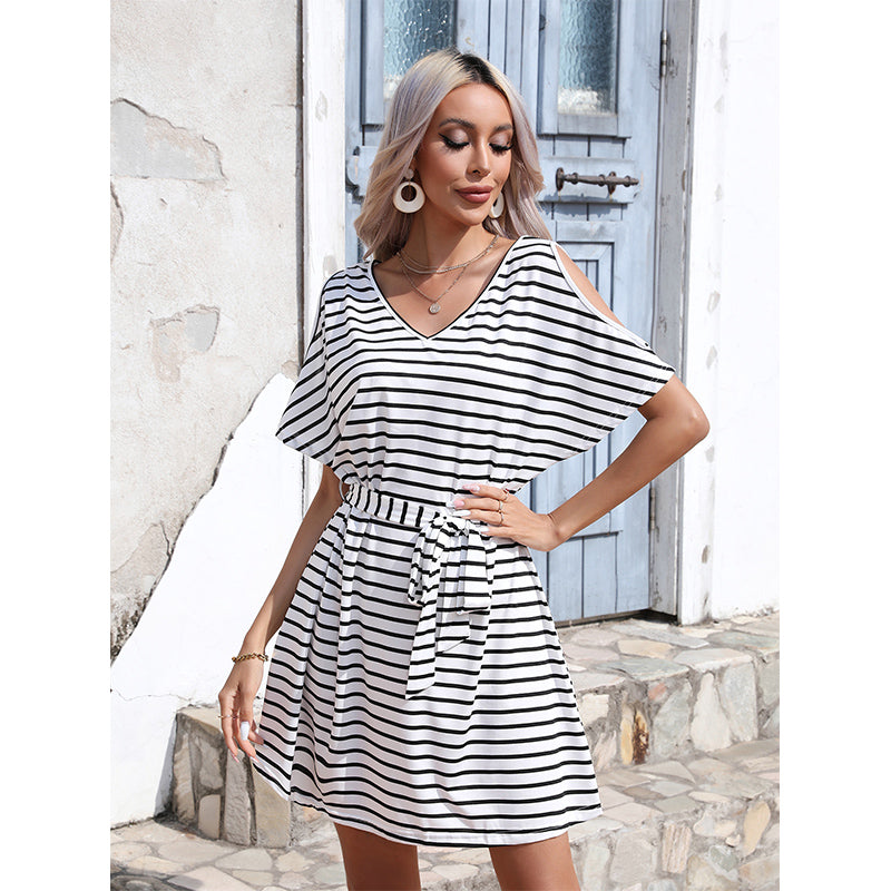 Spring Summer Explosions Foreign Trade Slim Striped Dress