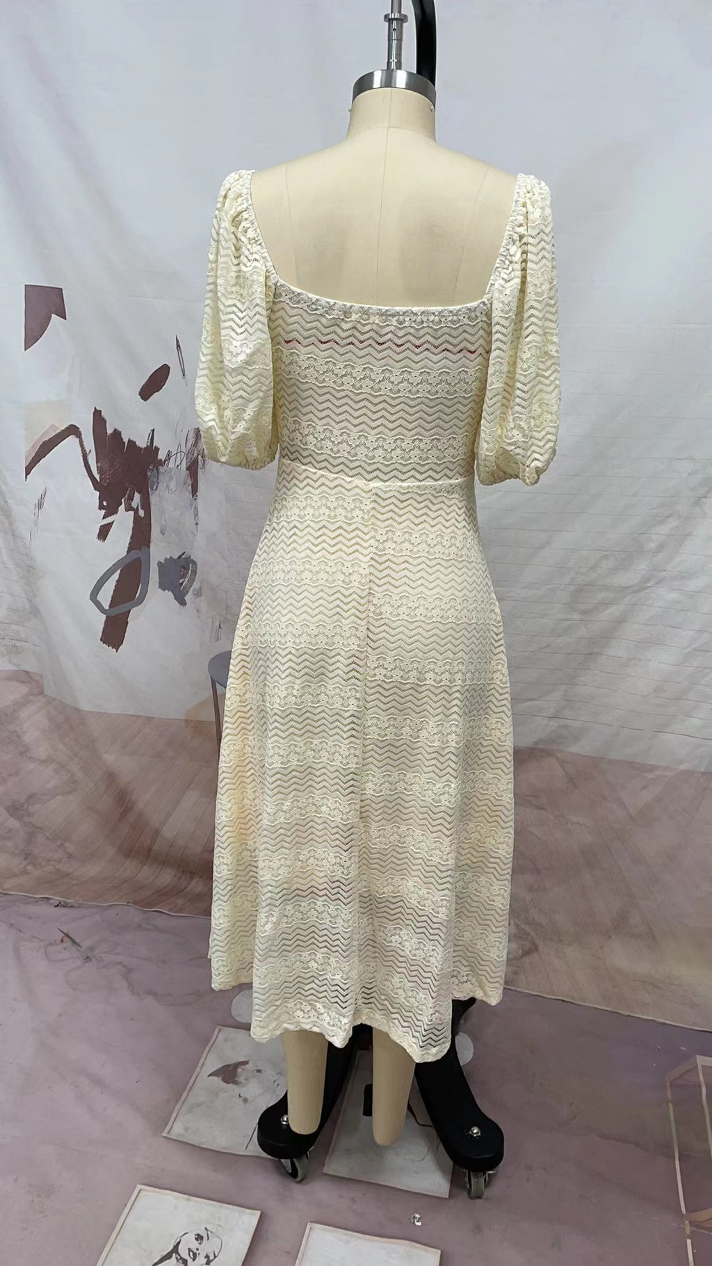 Women's Cutout Short-Sleeve A-Line Vacation Midi Dress