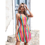 New Explosions Holiday Striped Slip Dress