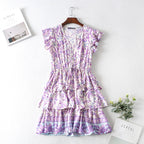 Printed Ruffle-Sleeve Dress