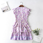 Printed Ruffle-Sleeve Dress