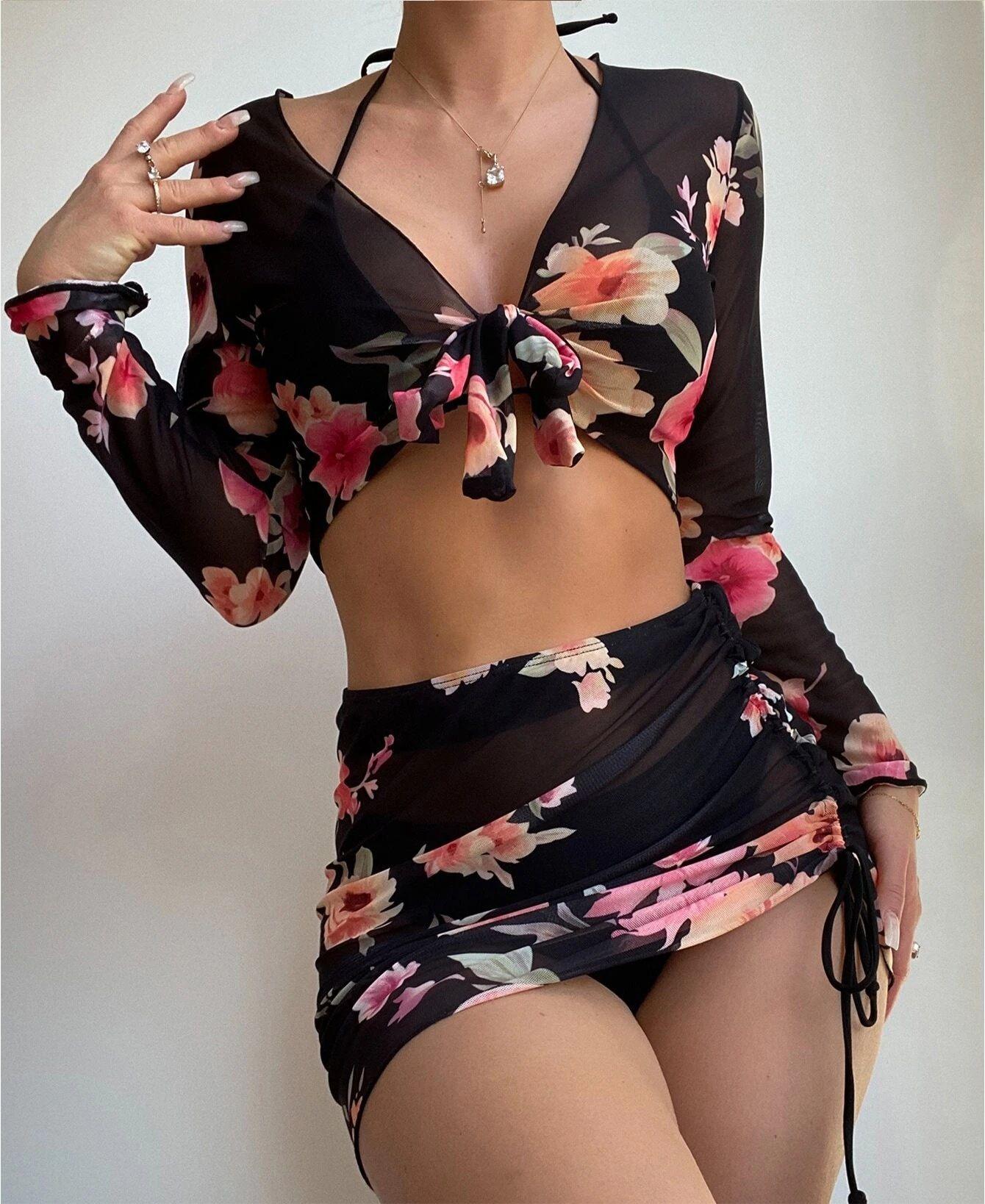 Four Split One-piece Swimwear