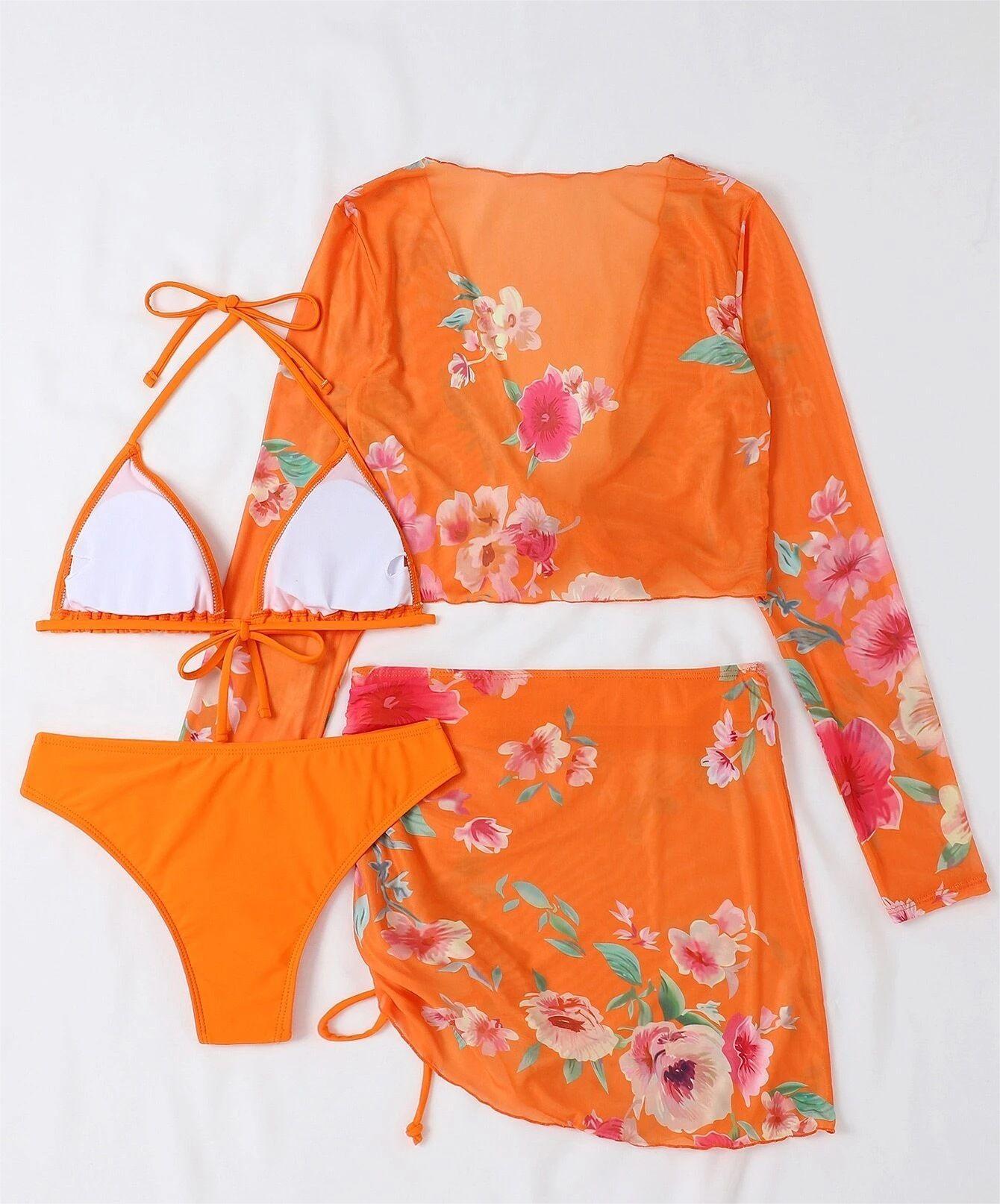 Four Split One-piece Swimwear