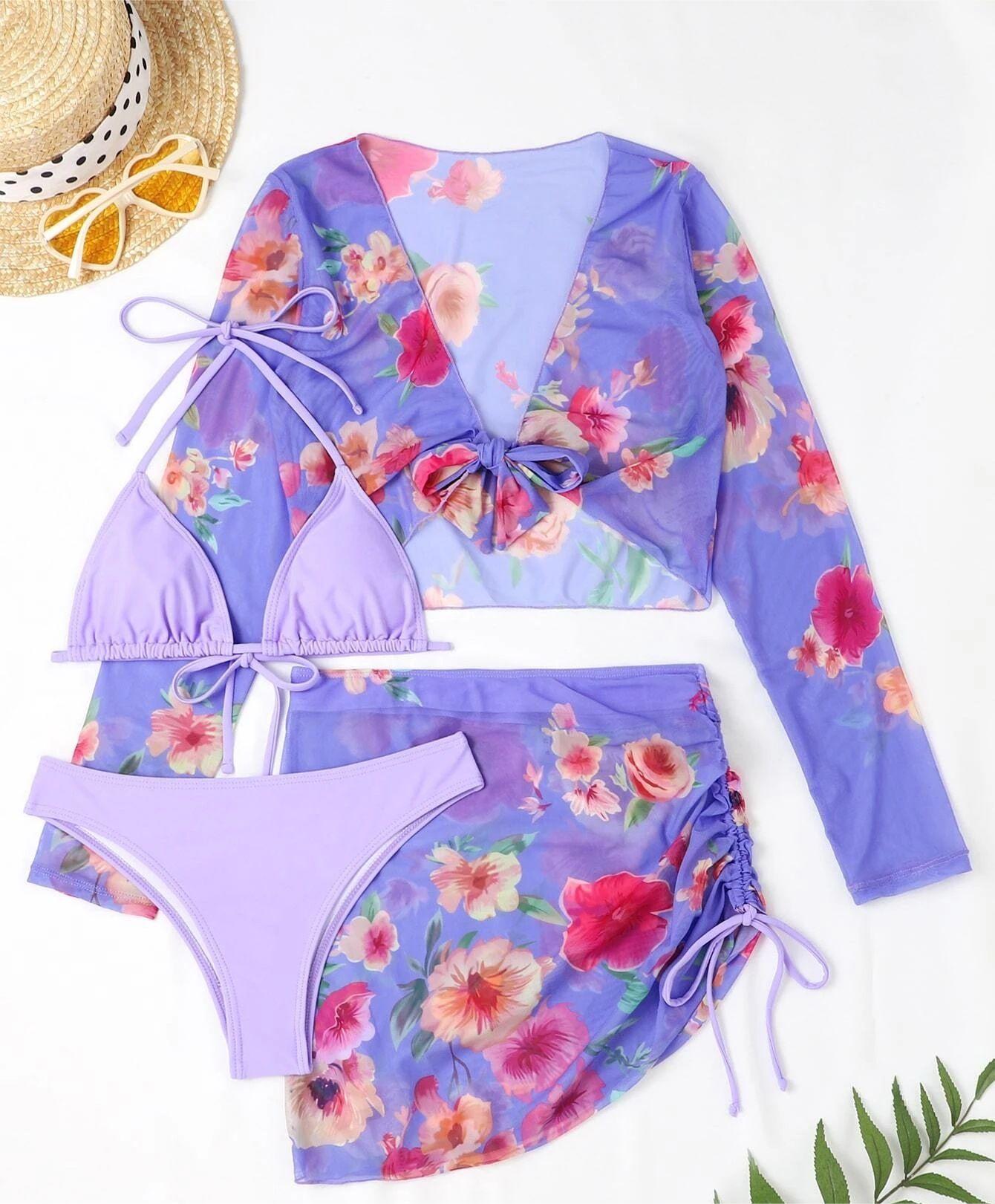 Four Split One-piece Swimwear