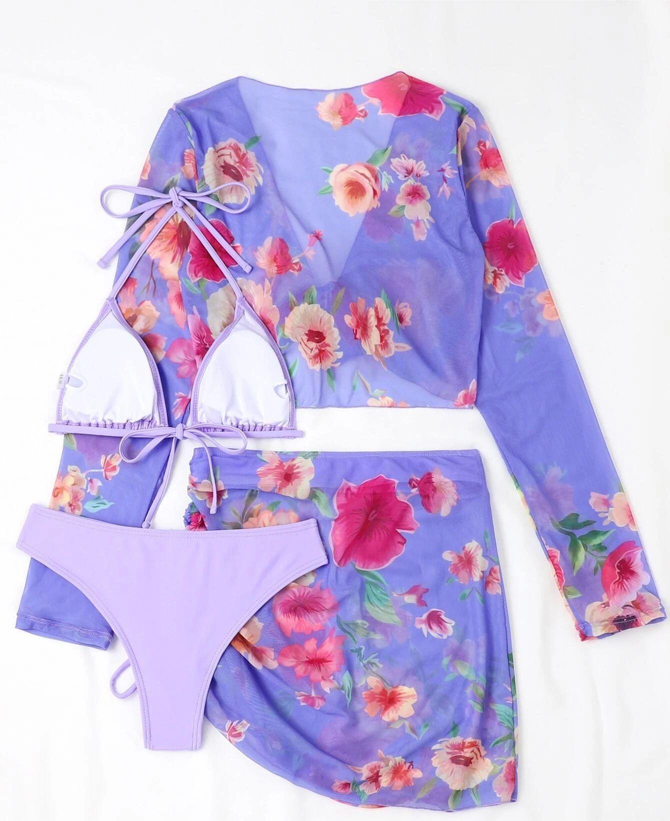 Four Split One-piece Swimwear
