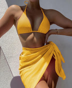 Solid Color Bikini Swimwear