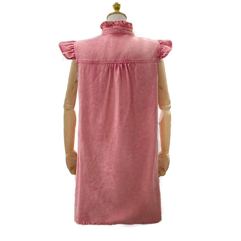 Women's Washed Distressed Denim Dress
