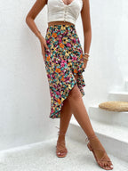 Summer Elegant High Waist Irregular Ruffle Skirt