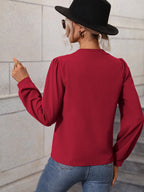 Women's V-Neck Lantern Sleeve Office Shirt