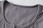 Round-Neck Single Breasted Short Cropped Cardigan T Shirt Top Elastic Waist Slim Two-Piece Set