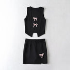Women's Lace Sleeveless Split Top and Skirt Two-Piece Set