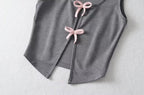 Women's Lace Sleeveless Split Top and Skirt Two-Piece Set