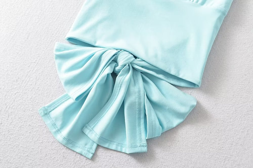 Design Silk Satin Texture Short Halter Wrapped Chest Top