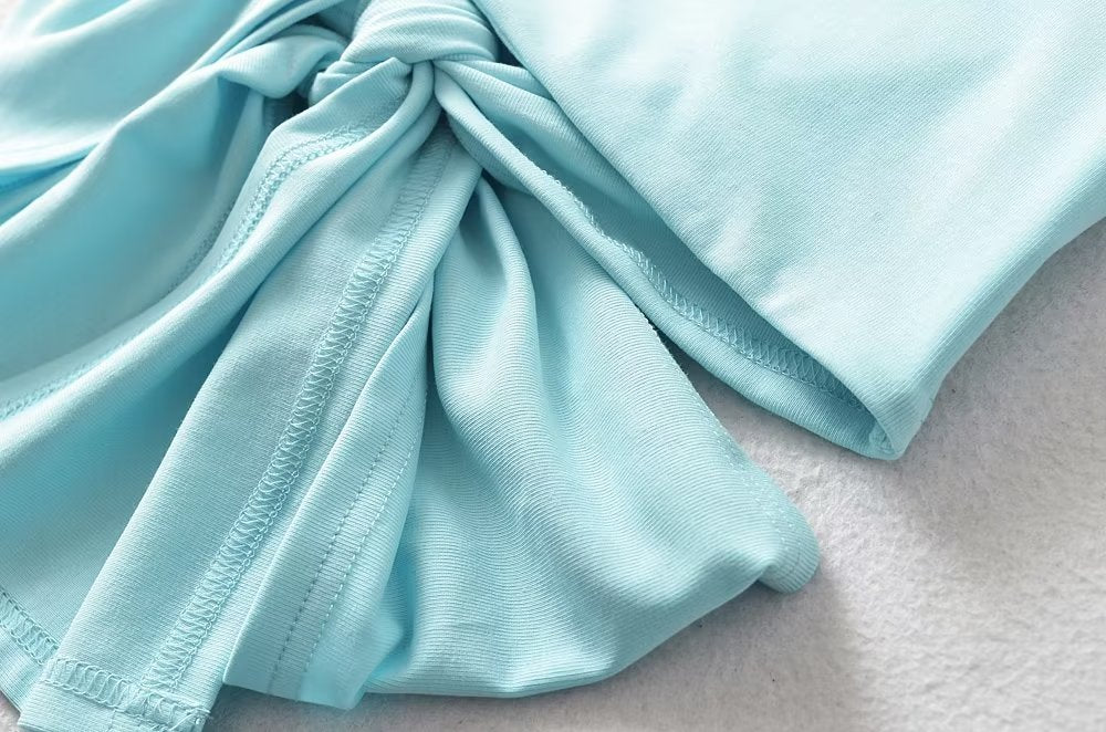 Design Silk Satin Texture Short Halter Wrapped Chest Top