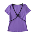 Women's Bow Detail Crew Neck Cropped Top