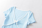 Women's Bow Detail Crew Neck Cropped Top