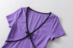 Women's Bow Detail Crew Neck Cropped Top
