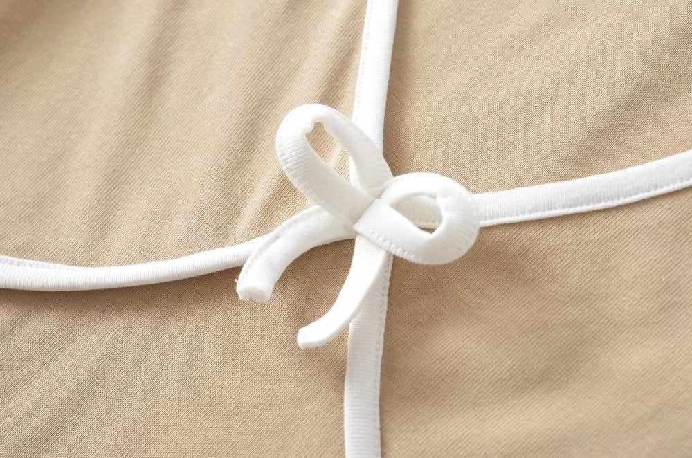 Women's Bow Detail Crew Neck Cropped Top