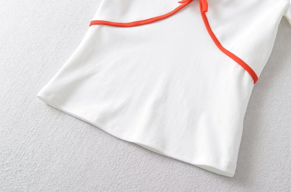 Women's Bow Detail Crew Neck Cropped Top