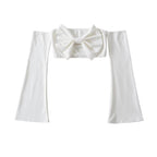 's Cropped Faux Two Piece Knitted Sweaters Office Top High Waist