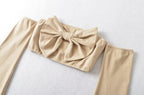 's Cropped Faux Two Piece Knitted Sweaters Office Top High Waist