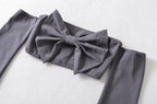 's Cropped Faux Two Piece Knitted Sweaters Office Top High Waist