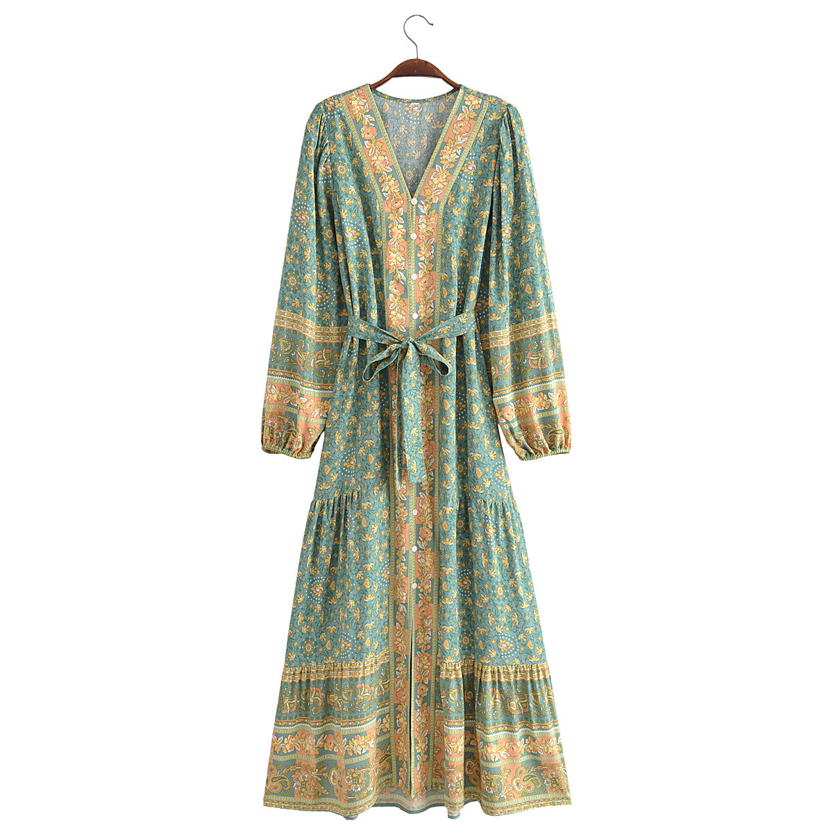 Printed Belted Cardigan Dress